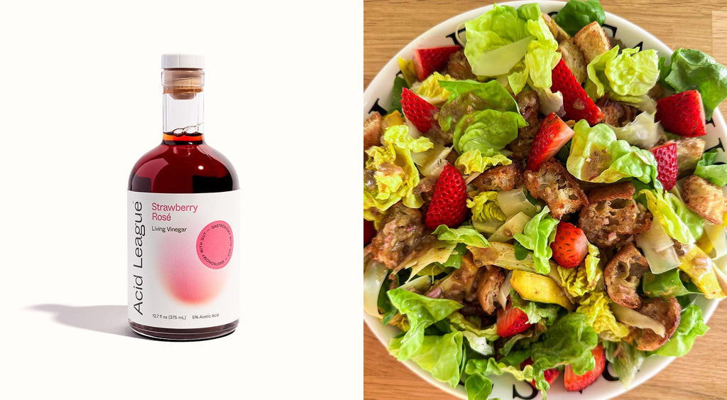 Strawberry Rosé Coriander Salad </br>With Turmeric Chicken